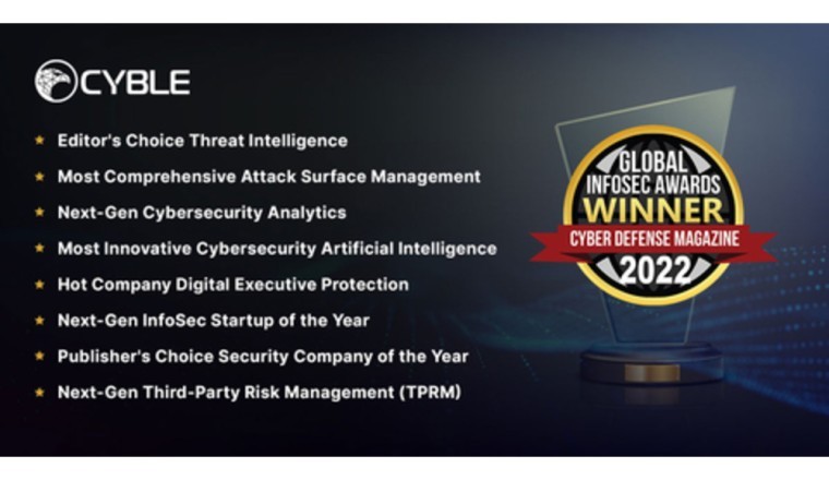 Cyble Sweeps the Coveted Global InfoSec Awards 2022 - Editor's Choice Threat Intelligence - With Wins in 8 Categories